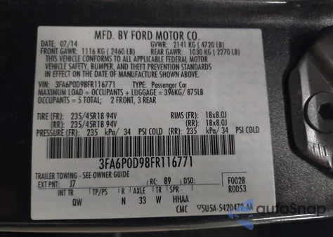 2015 Ford Fusion Titanium z USA, uszkodzony, nr VIN 3FA6P0D98FR116771